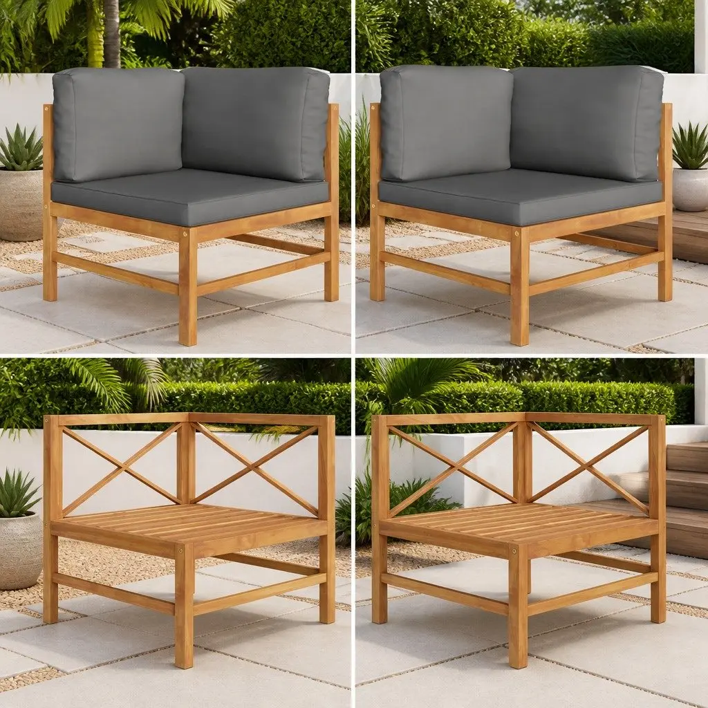 Grey Cushioned Corner Sofa Set for Outdoor Spaces