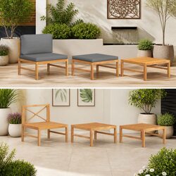Durable 3-Piece Outdoor Lounge Set with Grey Cushions