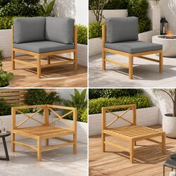 Stylish Outdoor Sectional Sofa Lounge Set with Grey Cushions