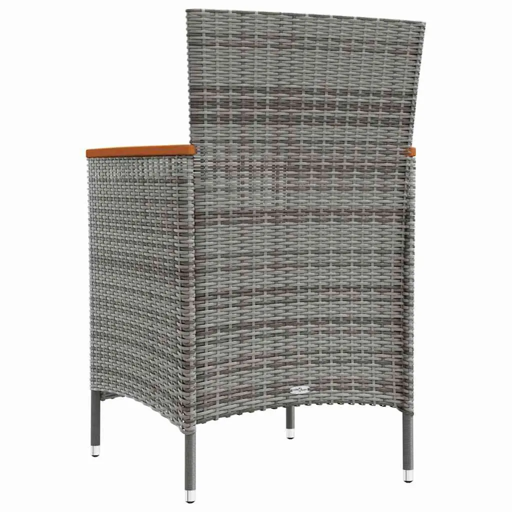 Outdoor Dining Chairs Poly Rattan Steel Grey 2 pcs with Cushion