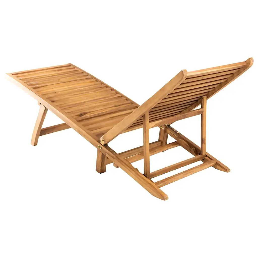 Adjustable Teak Wood Sun Lounger for Outdoor Relaxation