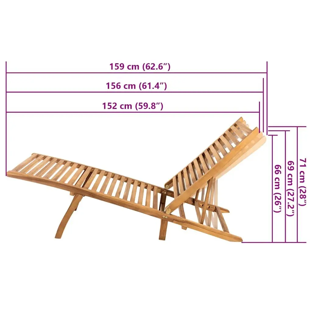 Adjustable Teak Wood Sun Lounger for Outdoor Relaxation