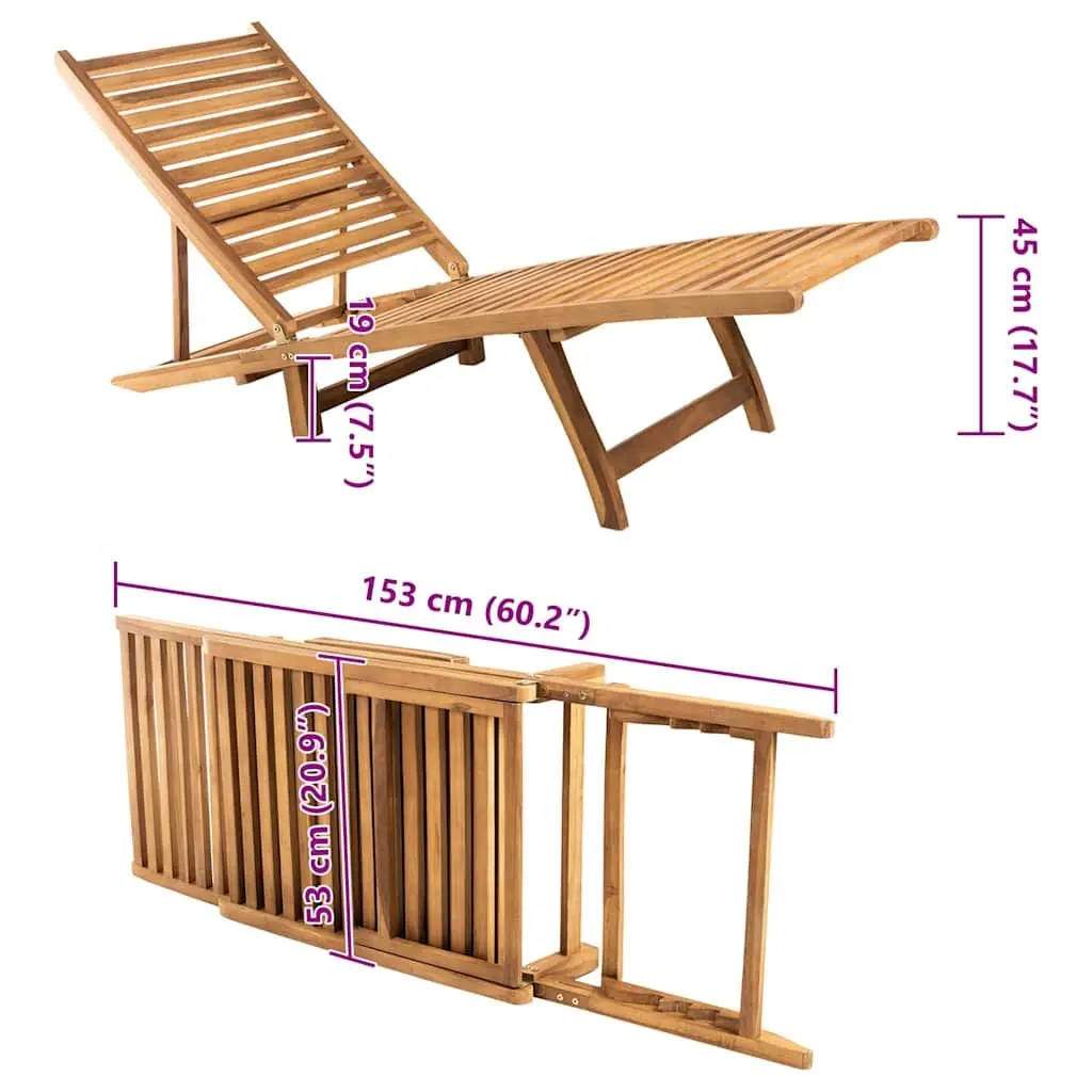 Adjustable Teak Wood Sun Lounger for Outdoor Relaxation
