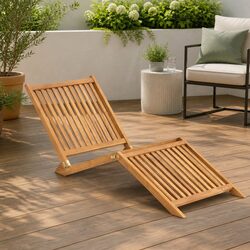 Folding Teak Wood Sun Lounger for Outdoor Relaxation