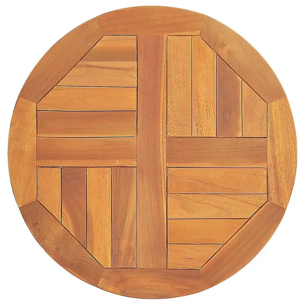 Round Solid Teak Wood Table Top 50cm Diameter Brown