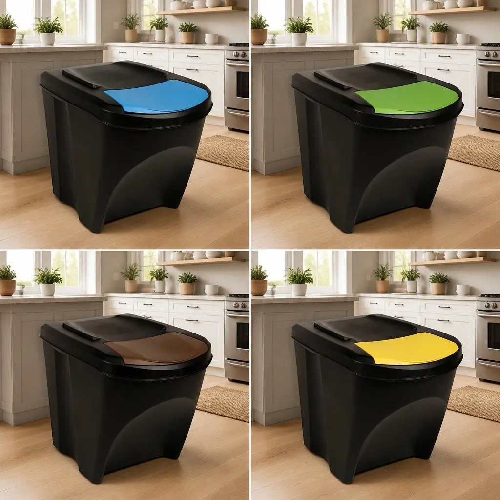 Anthracite Stackable Garbage Bin Boxes 4 pcs