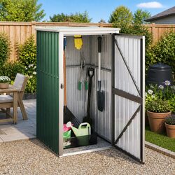 Robust Green Garden Tool Shed 88x89x161cm Steel Storage