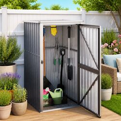 Sturdy Grey Garden Tool Shed with Galvanised Steel Frame