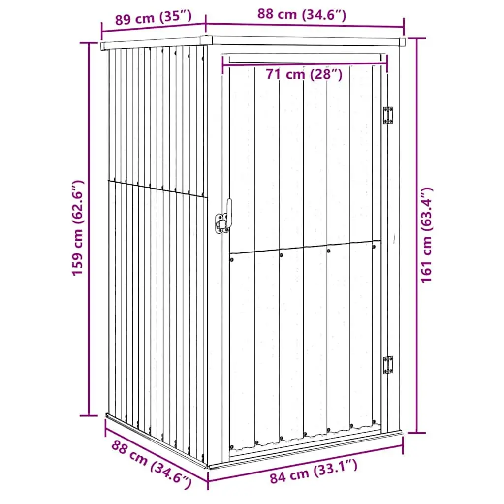 Garden Tool Shed Galvanised Steel 88x89x161cm Grey