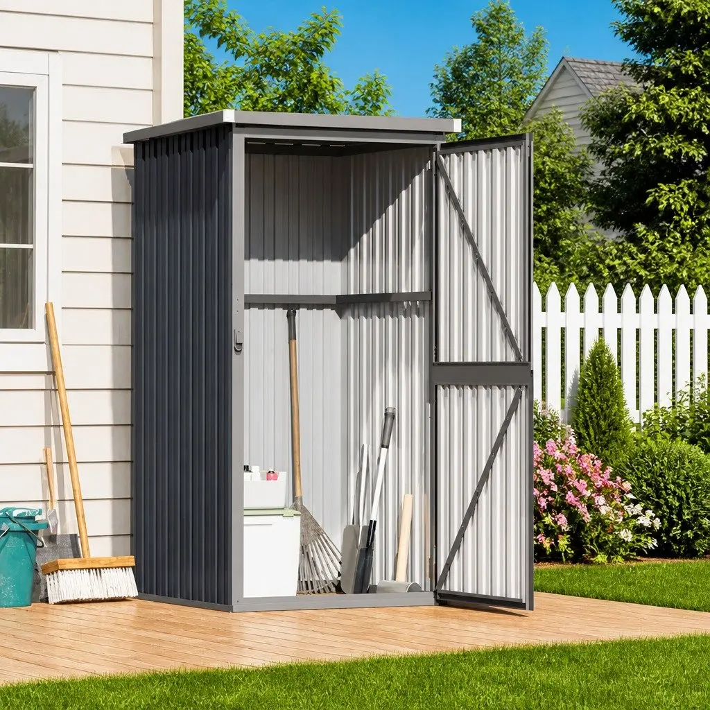 Anthracite Metal Storage Shed 88x89x161cm