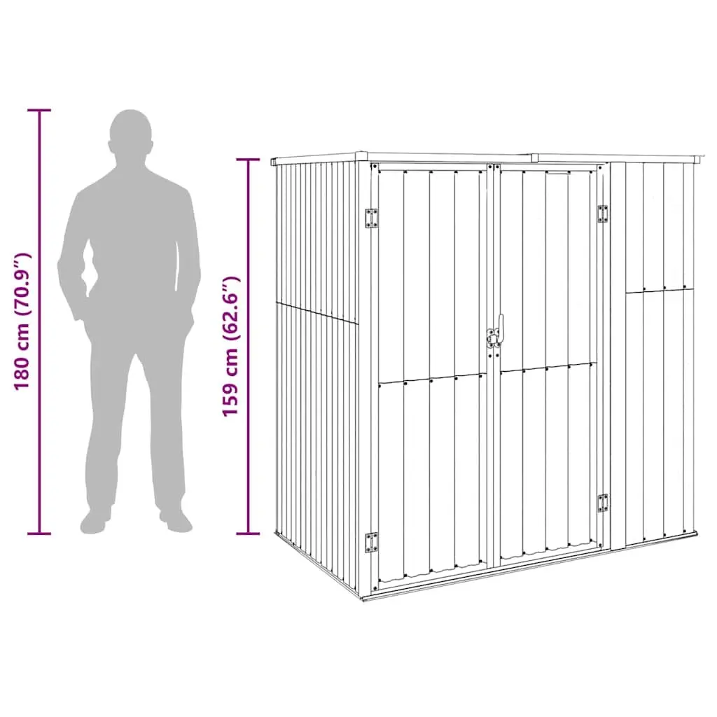 Garden Tool Shed Galvanised Steel 161x89x161cm Grey