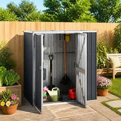 Durable Anthracite Garden Tool Shed for Outdoor Storage