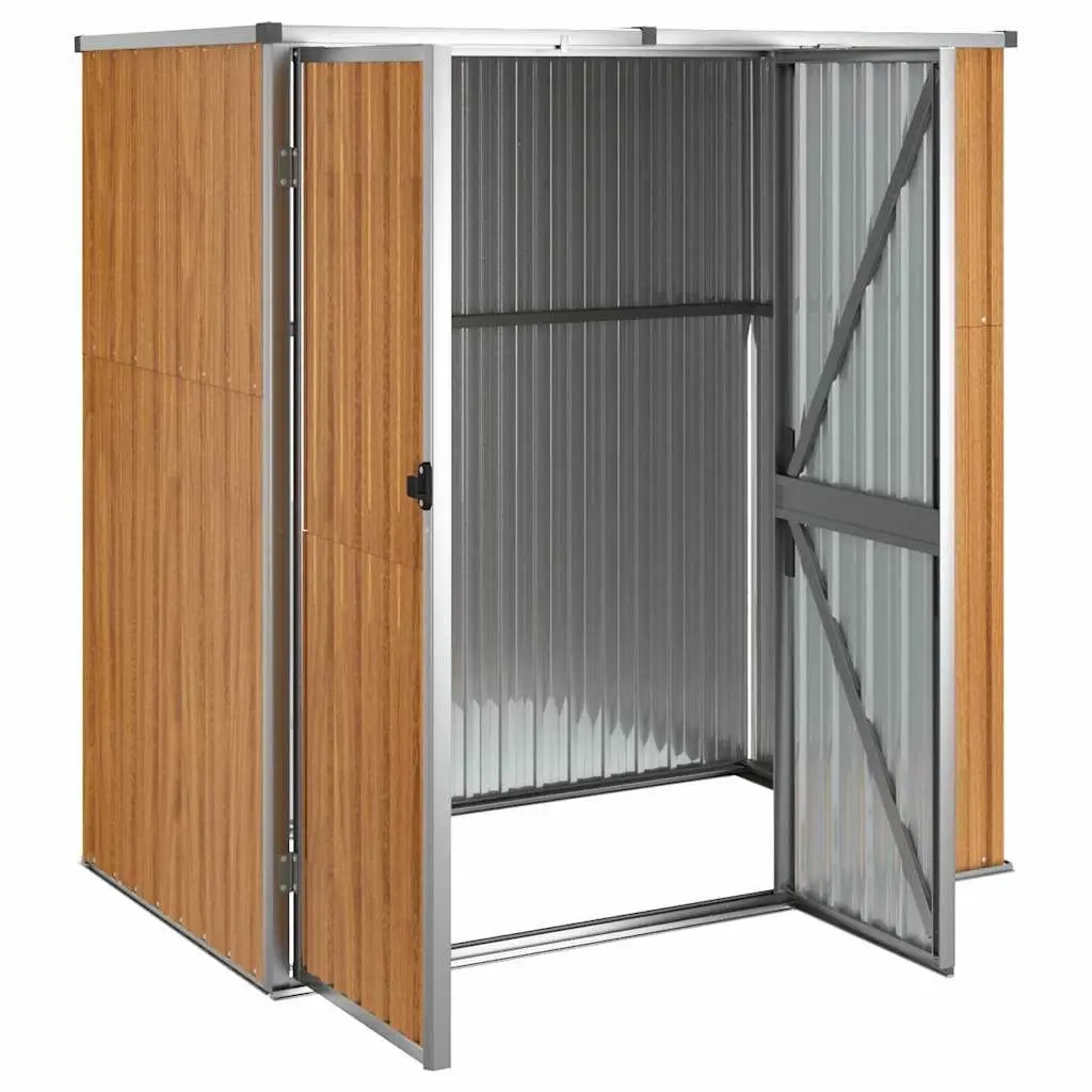 Garden Tool Shed Galvanised Steel 161x89x161cm Brown