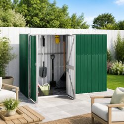 Durable Galvanised Steel Garden Tool Shed 225x89x161cm