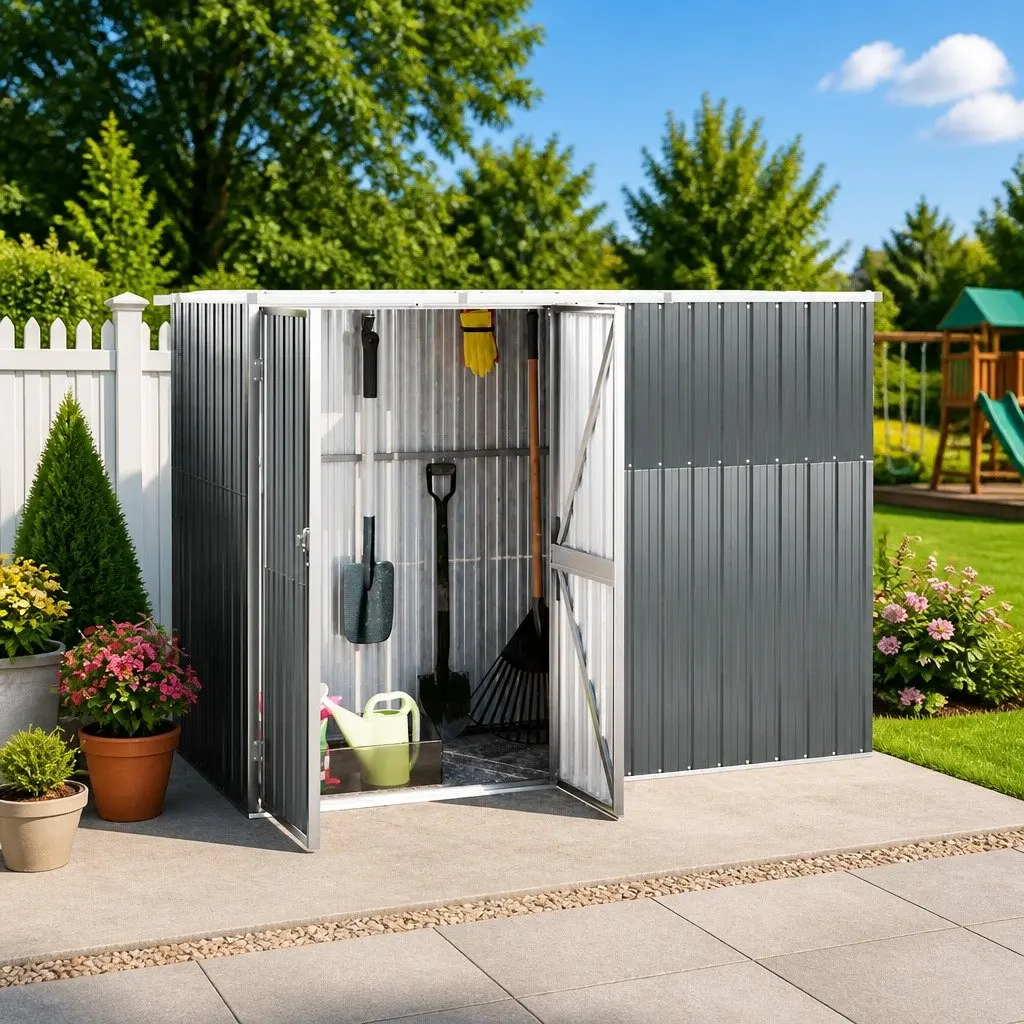 Grey Garden Tool Shed 225x89x161 cm