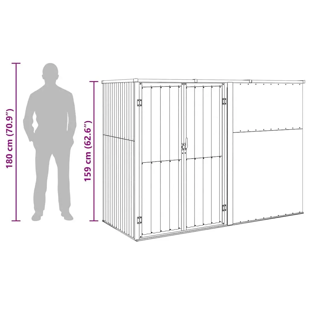Garden Tool Shed Anthracite Outdoor Storage Galvanised Steel 225x89x161cm