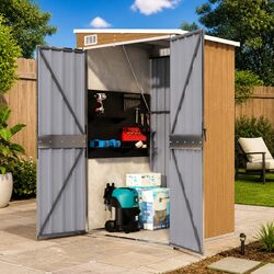 Durable Wall-mounted Garden Shed in Brown Steel