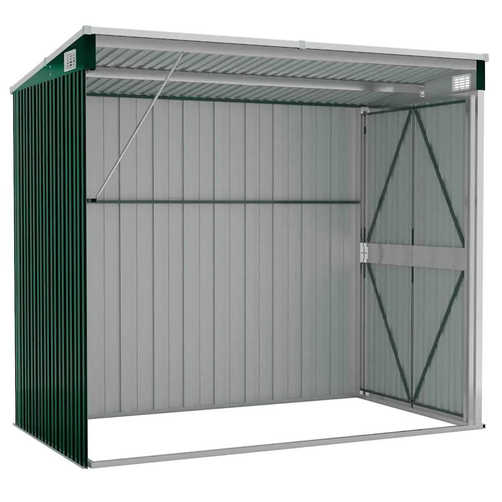 Garden Shed Steel Wall-mounted 118x194x178cm Green Double Door
