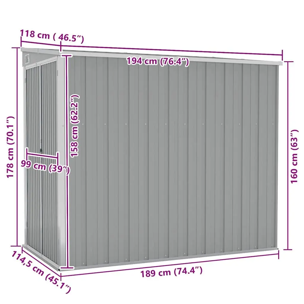 Wall-Mounted Garden Shed in Grey for Outdoor Storage