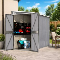 Durable Wall-mounted Garden Shed in Grey for Outdoor Storage