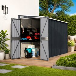 Wall-mounted Garden Shed Anthracite Outdoor Storage Galvanised Steel