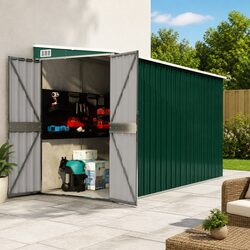 Durable Wall-Mounted Garden Shed in Green 118x382x178cm