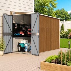 Durable Wall-mounted Brown Garden Shed for Outdoor Storage
