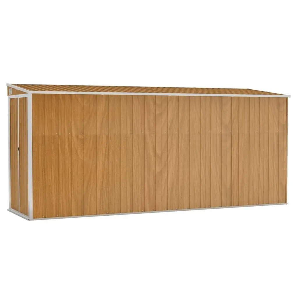Garden Shed Galvanised Steel Wall-mounted Brown Double Door 118 x 382 x 178 cm