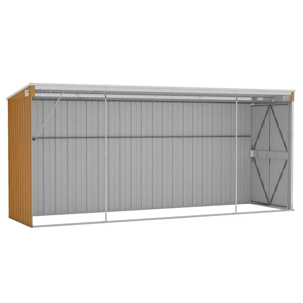 Garden Shed Galvanised Steel Wall-mounted Brown Double Door 118 x 382 x 178 cm