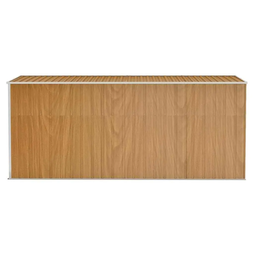 Garden Shed Galvanised Steel Wall-mounted Brown Double Door 118 x 382 x 178 cm