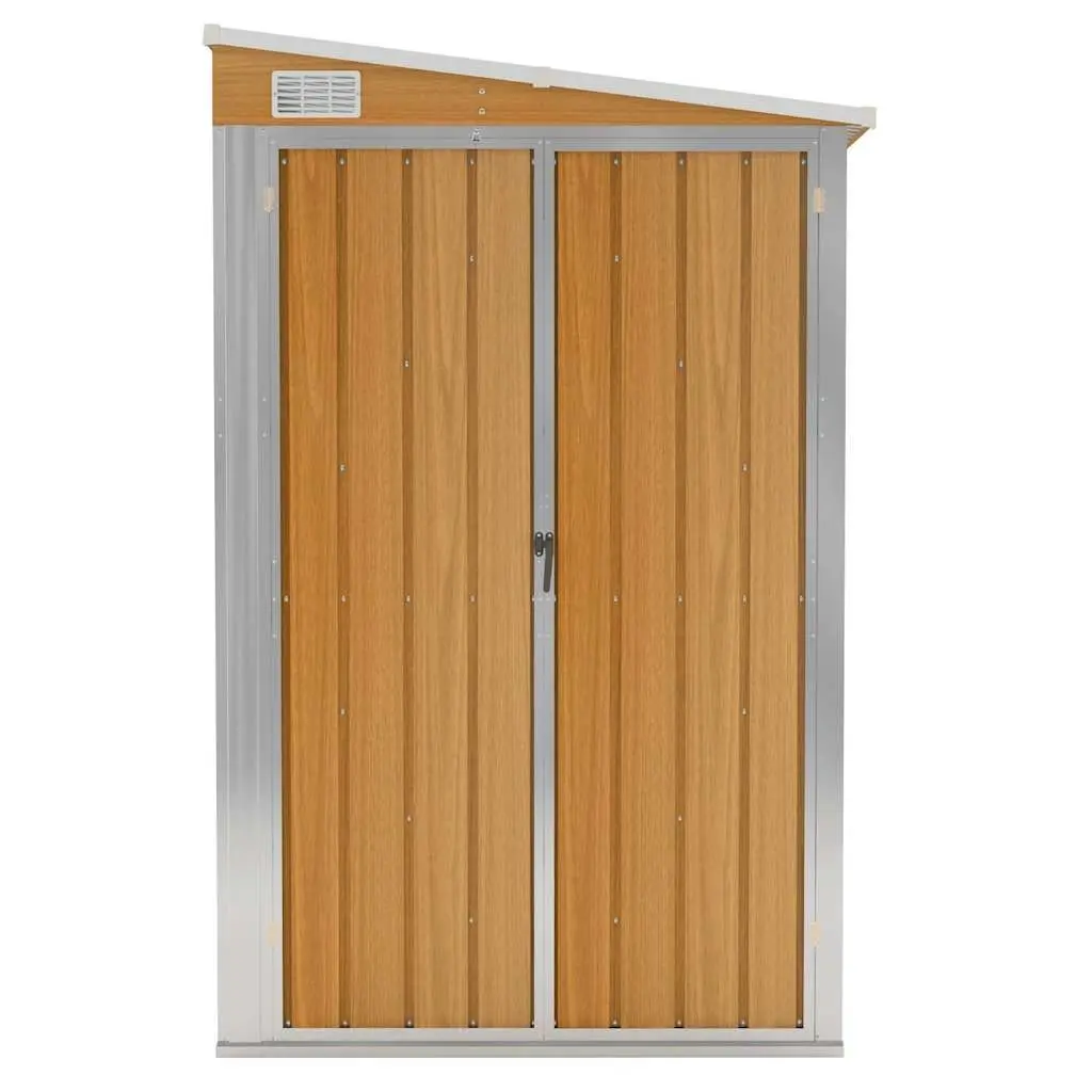 Garden Shed Galvanised Steel Wall-mounted Brown Double Door 118 x 382 x 178 cm