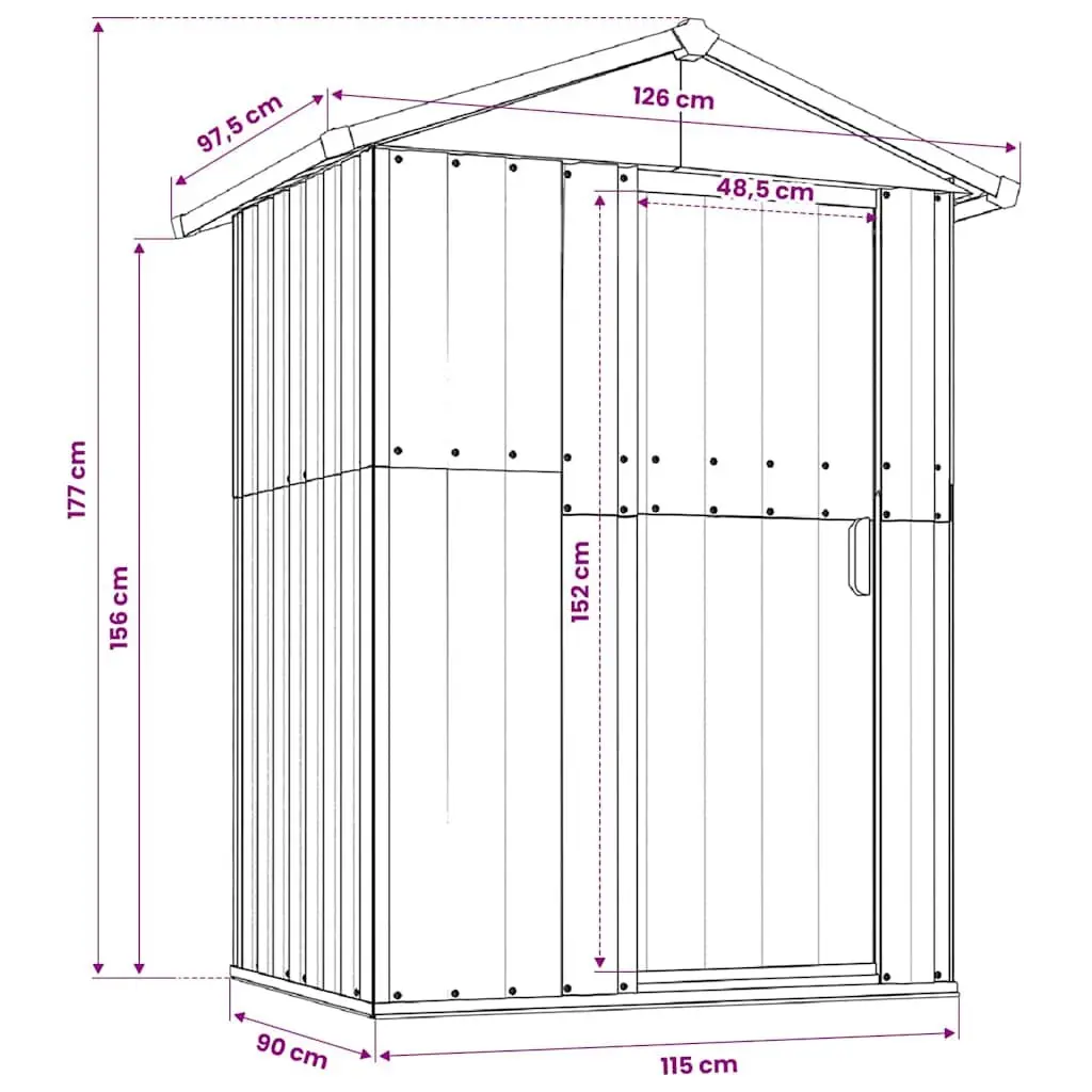 Garden Shed 126x97.5x177cm Green Outdoor Storage Tool Equipment Galvanised Steel