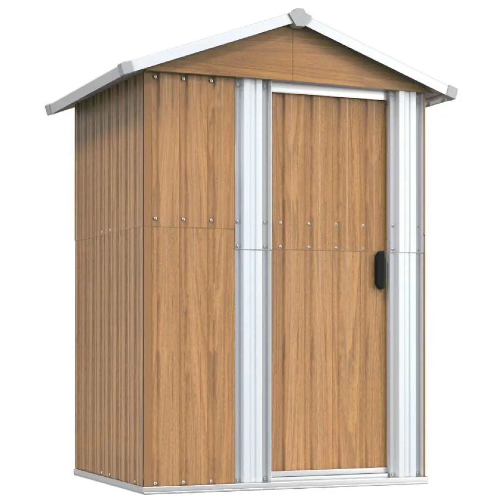 Garden Shed Galvanised Steel 126 x 97.5 x 177 cm Brown