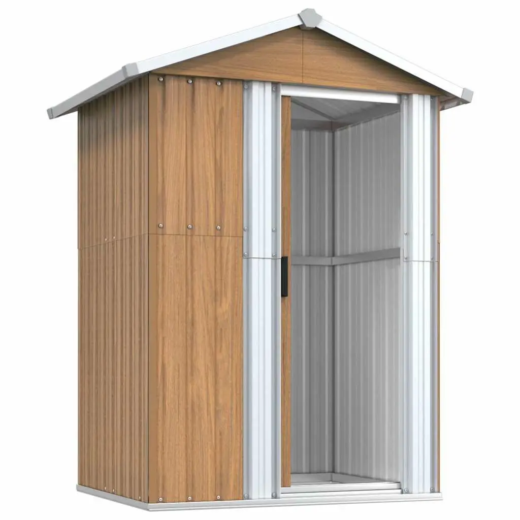 Garden Shed Galvanised Steel 126 x 97.5 x 177 cm Brown