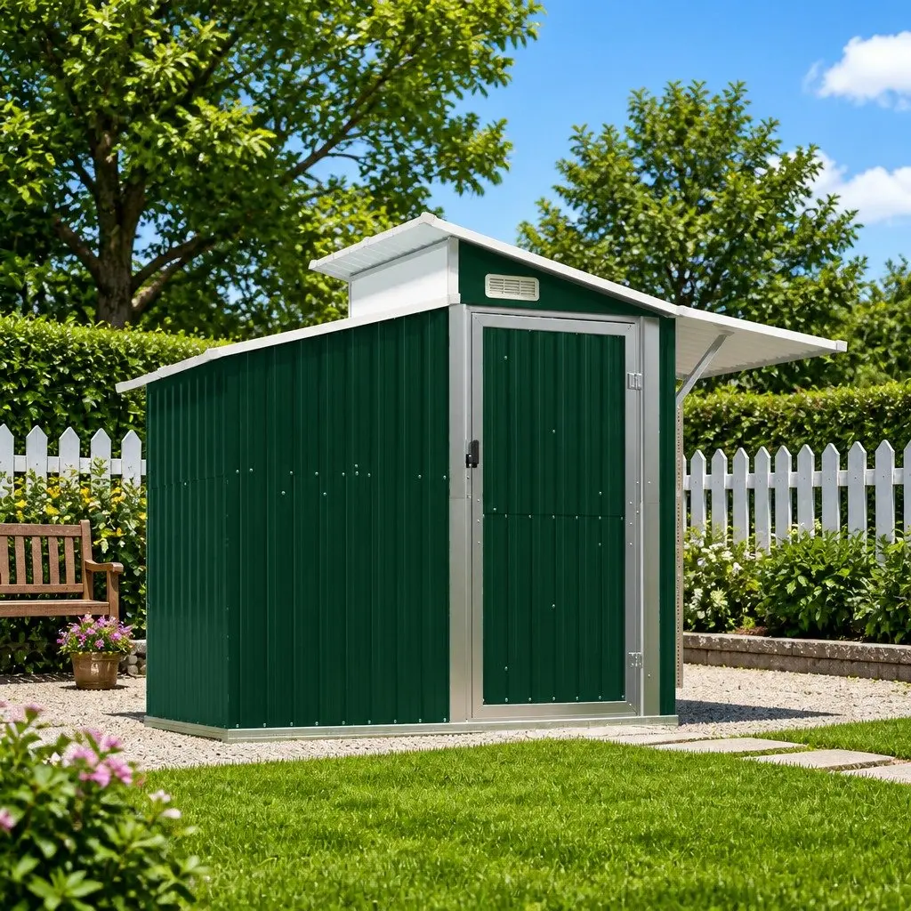 Green Garden Shed for Outdoor Storage 270x130x208.5cm