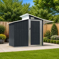 Anthracite Garden Shed for Tool Storage, Galvanised Steel