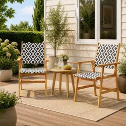 Solid Acacia Wood Outdoor Garden Chairs Set of 2