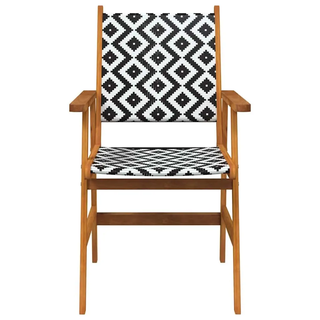 Outdoor Garden Chairs Set Solid Acacia Wood Poly Rattan Brown 2 Piece