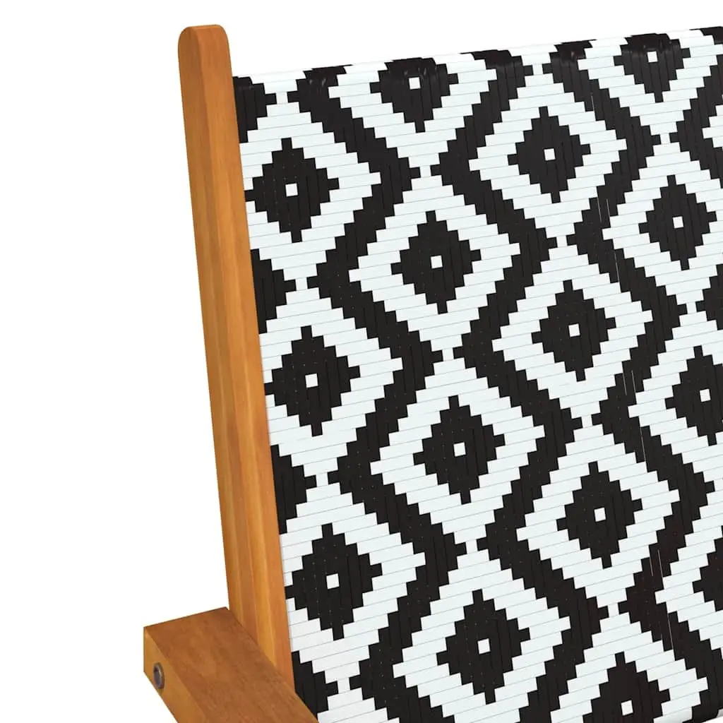 Outdoor Garden Chairs Set Solid Acacia Wood Poly Rattan Brown 2 Piece