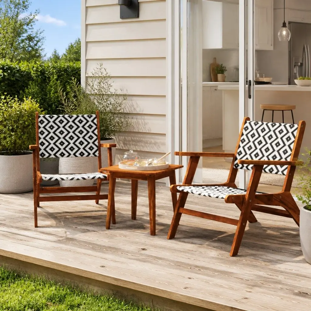 Solid Acacia Wood Bistro Set for Outdoor Spaces