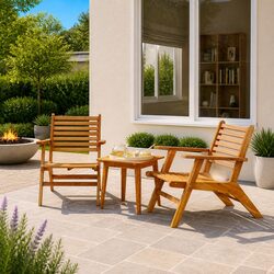 Solid Wood Acacia Outdoor Garden Chairs 2 pcs Brown