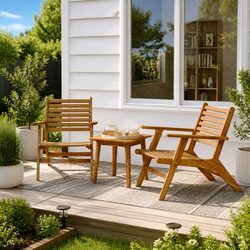 Solid Wood 3 Piece Bistro Set for Outdoor Spaces