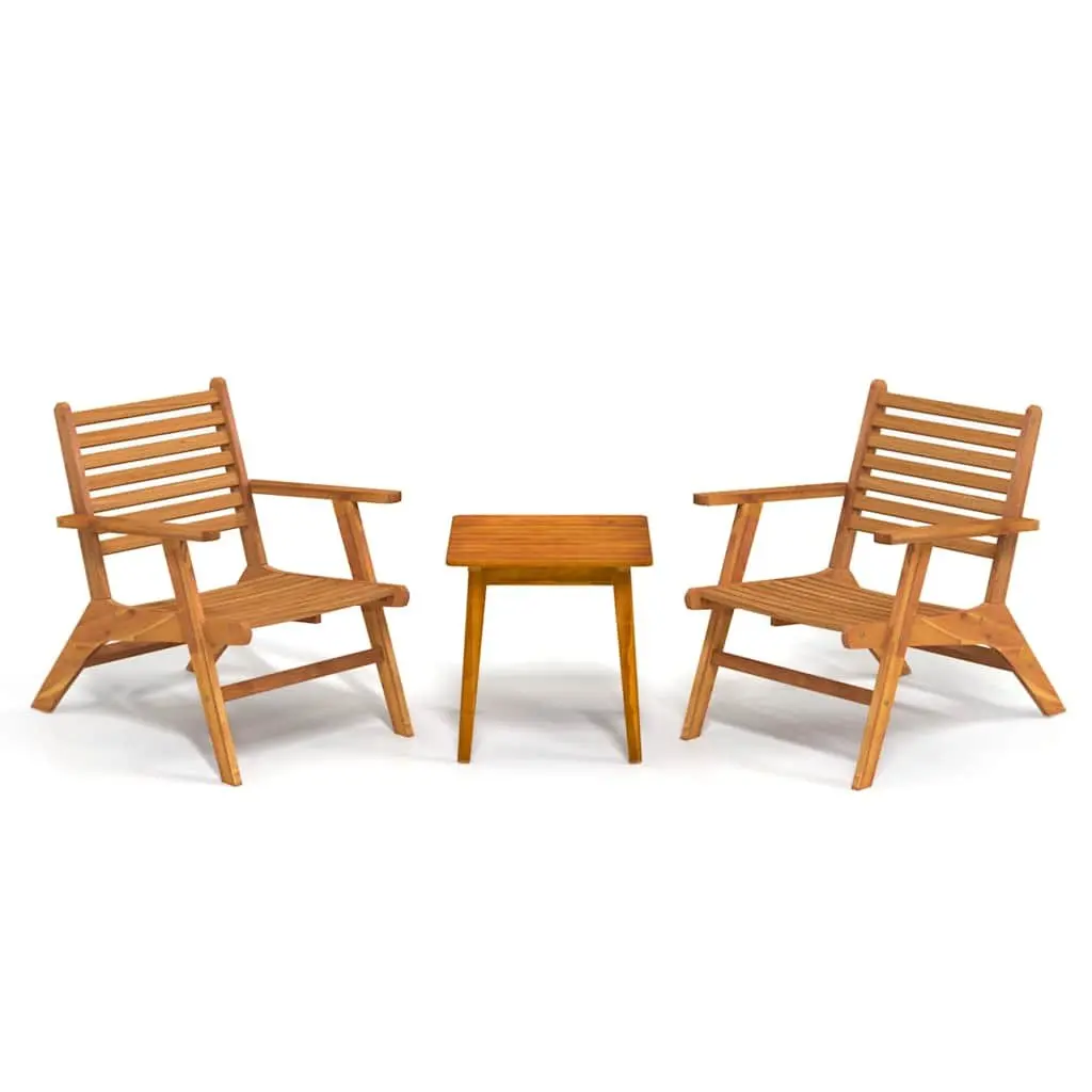 Solid Wood 3 Piece Bistro Set for Outdoor Spaces