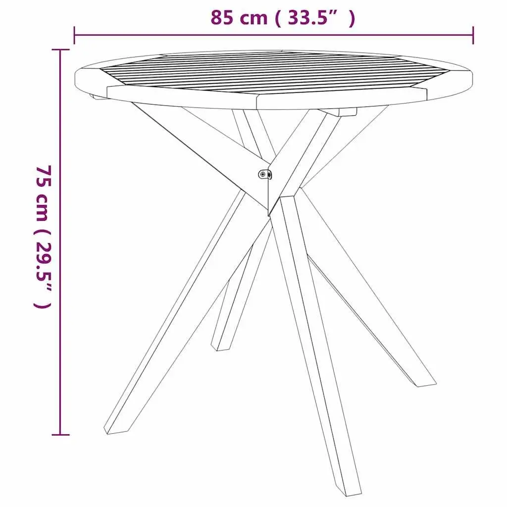 Solid Wood Acacia Garden Table 85x85x75 cm