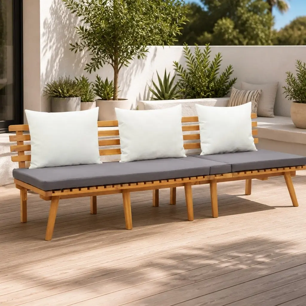 Garden Day Bed Solid Wood 200x65cm Grey