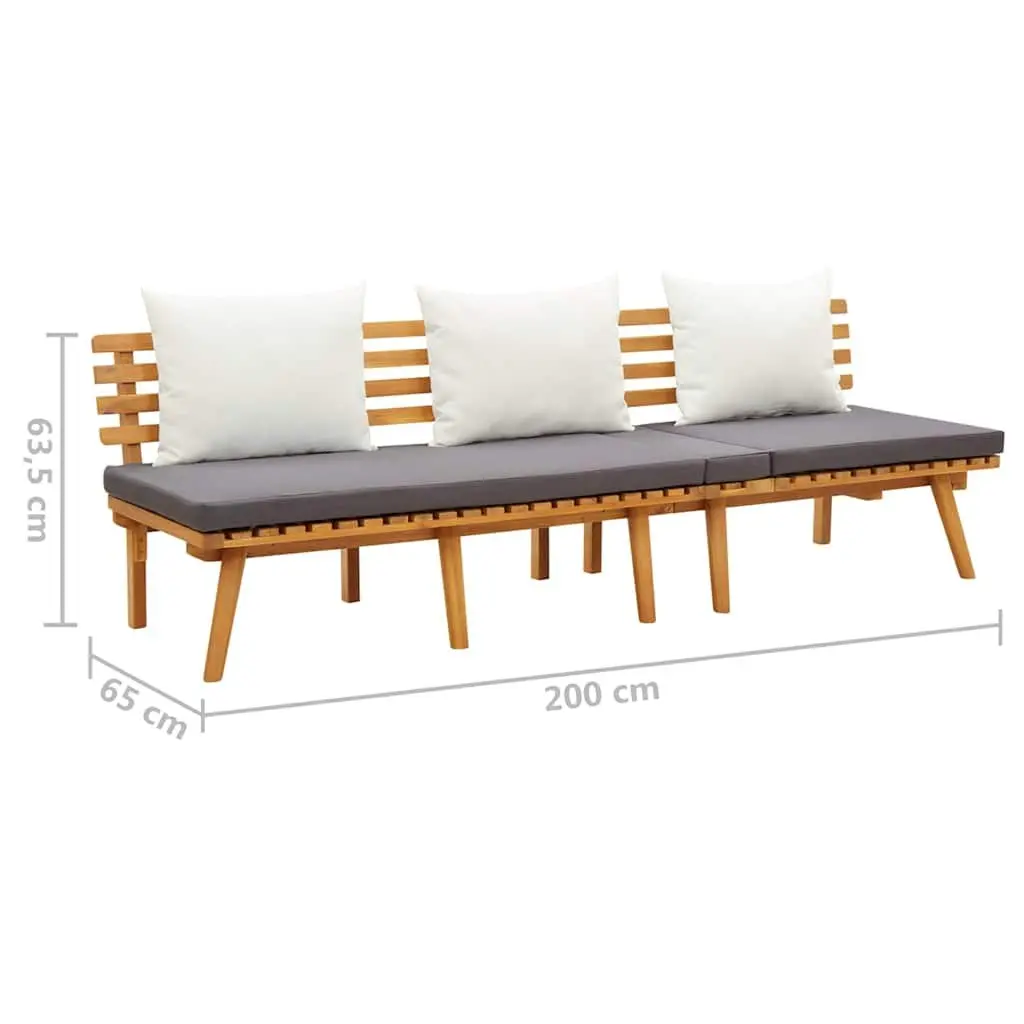 Garden Day Bed Solid Wood 200x65cm Grey