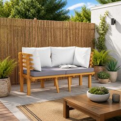 Stylish 2-Seater Outdoor Garden Sofa with Cushions Grey