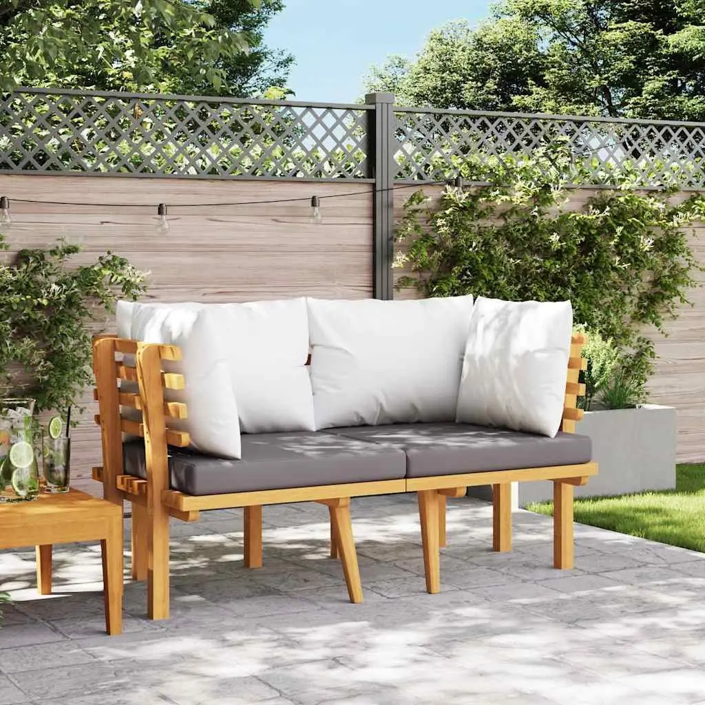 2-Seater Outdoor Garden Sofa with Cushions Grey