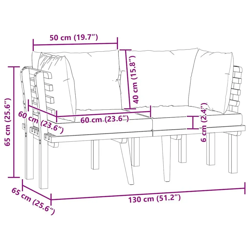 2-Seater Outdoor Garden Sofa with Cushions Grey