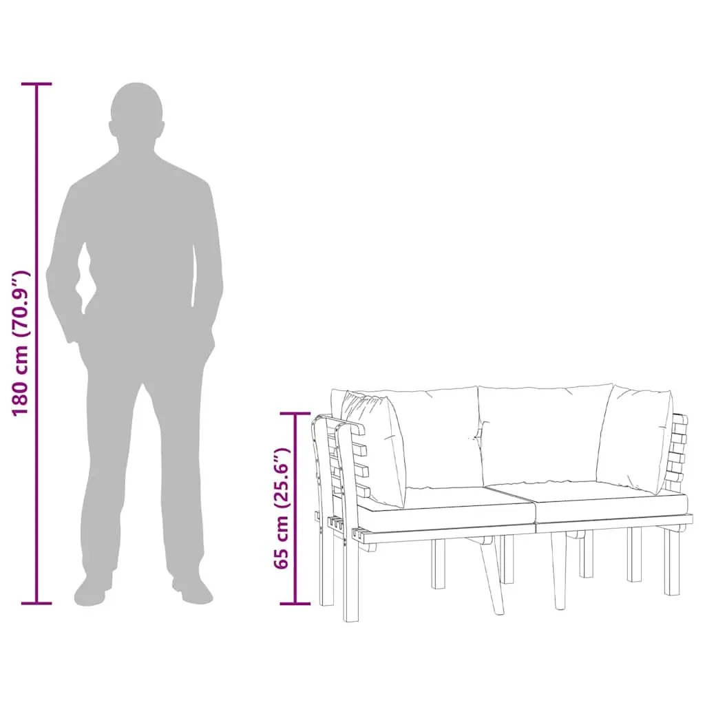 2-Seater Outdoor Garden Sofa with Cushions Grey